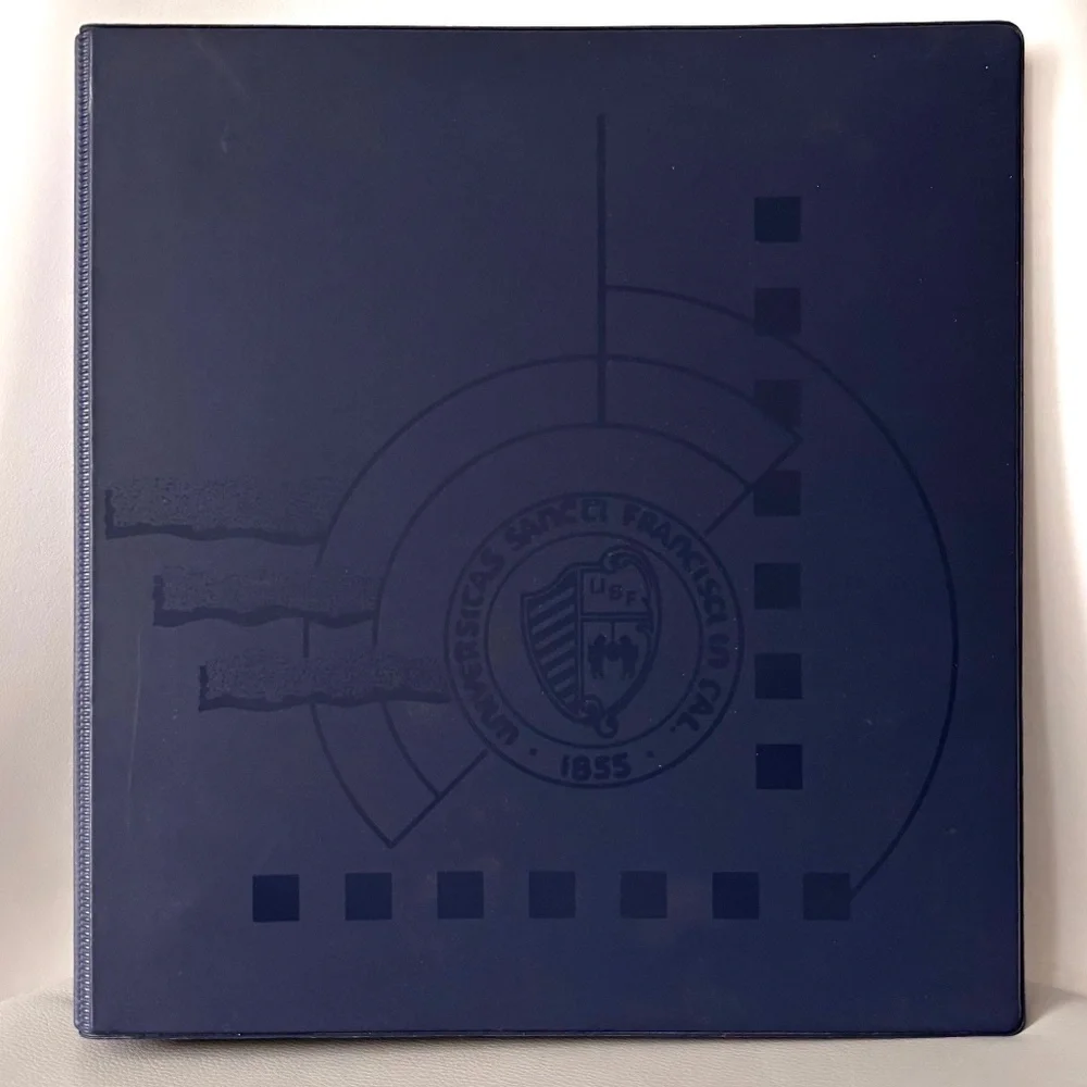 VTG University San Francisco USF Cardinal Navy Blue 3 Ring Binder Made in USA